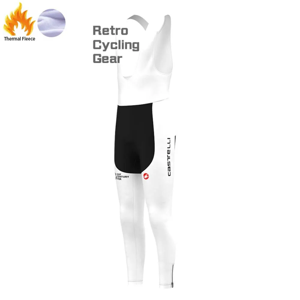 2018 white sky Fleece Retro Cycling Bib Pants