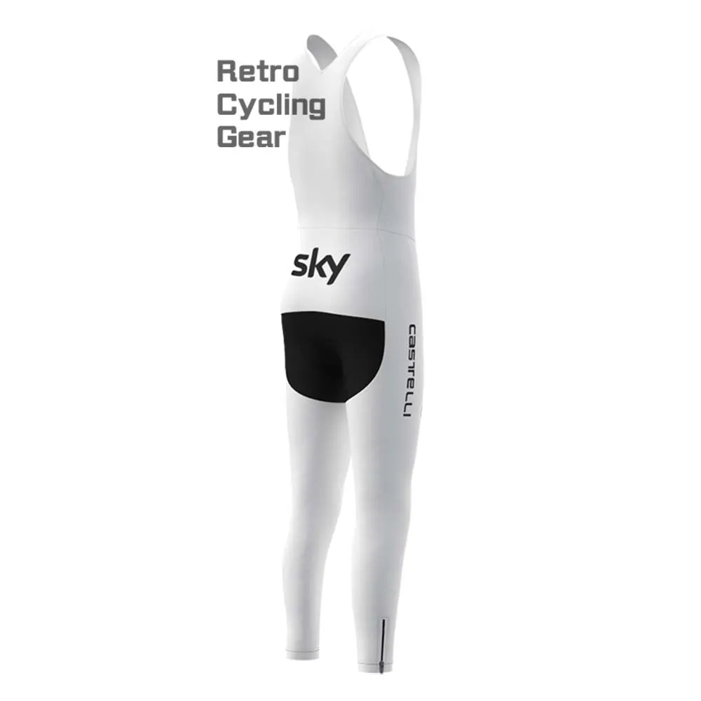 2018 white sky Fleece Retro Cycling Bib Pants