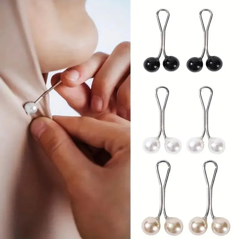 3/6 Pcs Stylish Monochrome Hijab Pins: Black, White, Gold