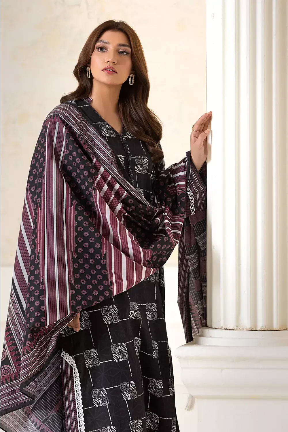 3PC Printed Unstitched Lawn Suit KLA-2748