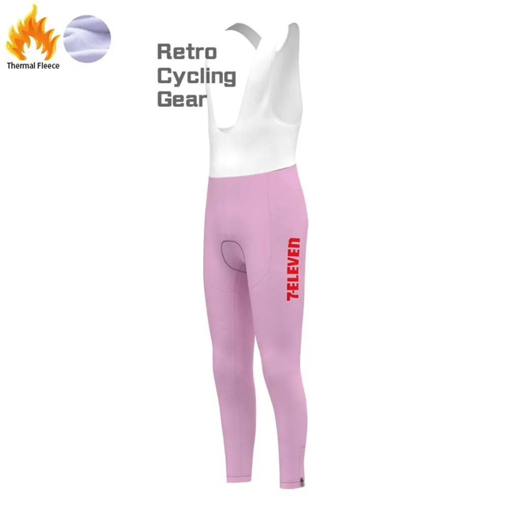 7-ELEVEN Pink Fleece Retro Cycling Bib Pants