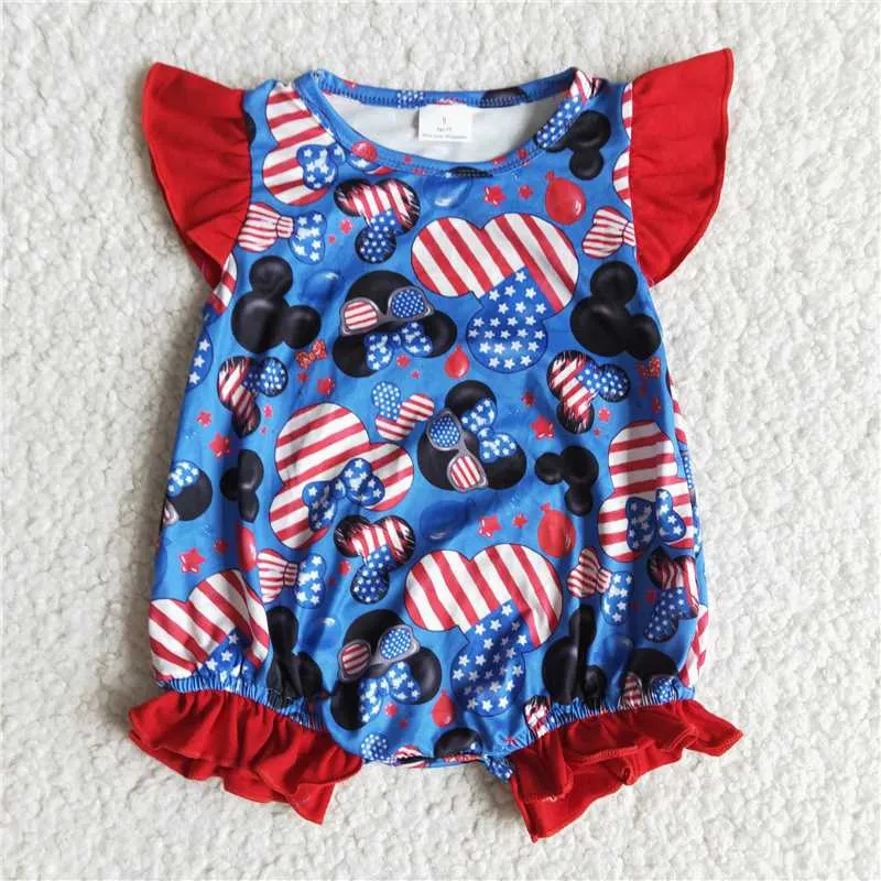 A12-3 infants baby girls cute romper with red short sleeve