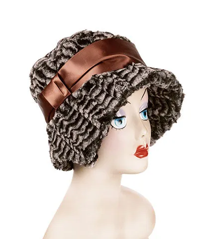 Abigail Style Hat - Luxury Faux Fur in 8mm in Sepia