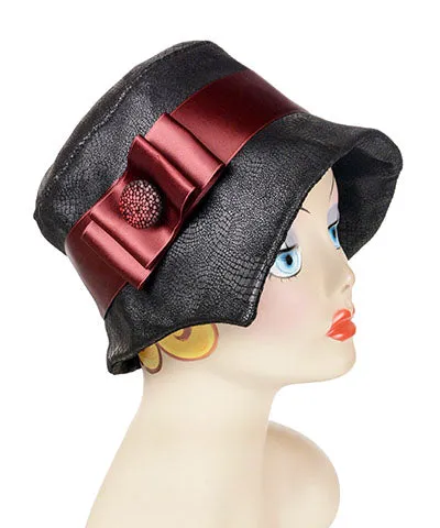 Abigail Style Hat - Outback in Black Vegan Leather (Only One with Silver Dot Button Left!)