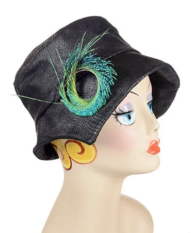 Abigail Style Hat - Outback in Black Vegan Leather (Only One with Silver Dot Button Left!)