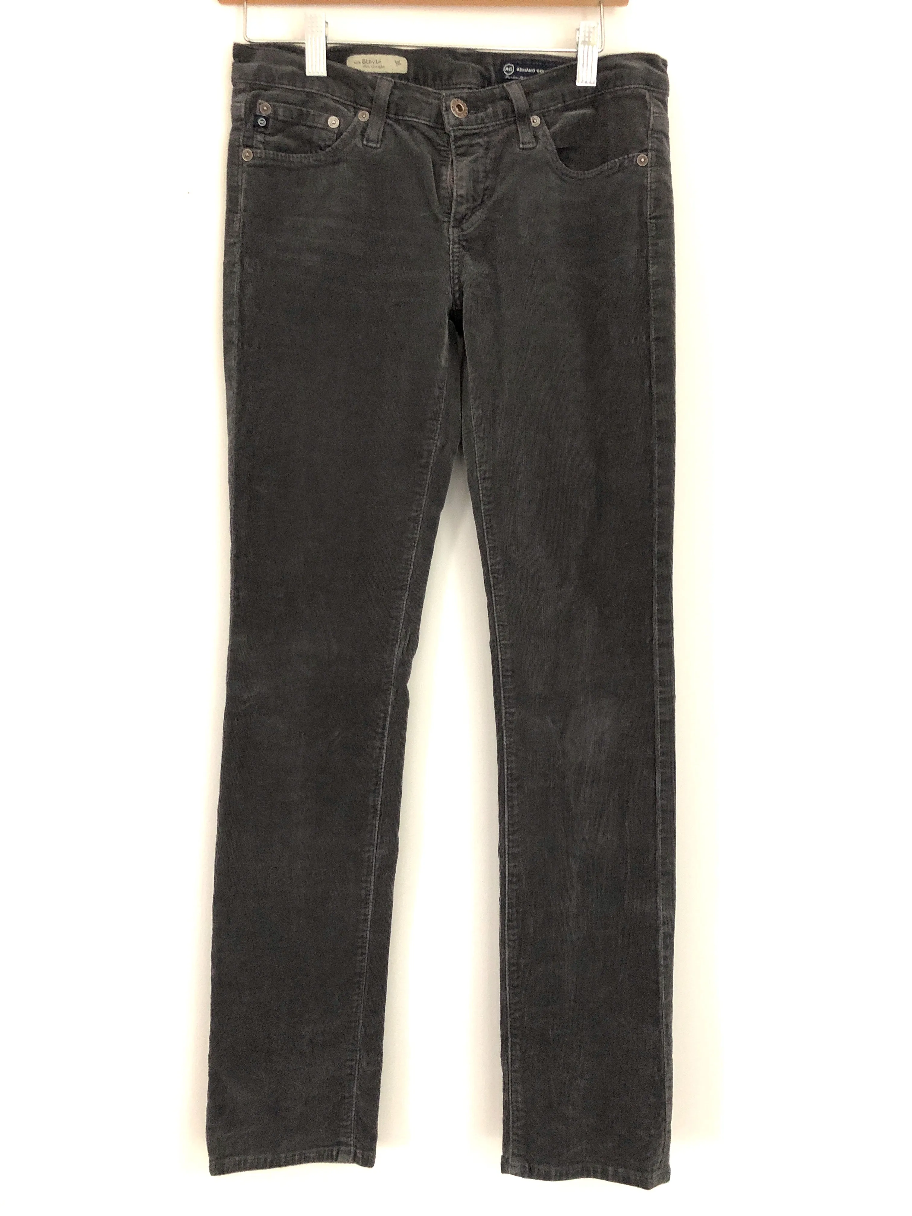 Adriano Goldschmied The Stevie Slim Straight Grey Corduroy Pants- Size 27 (Inseam 30")