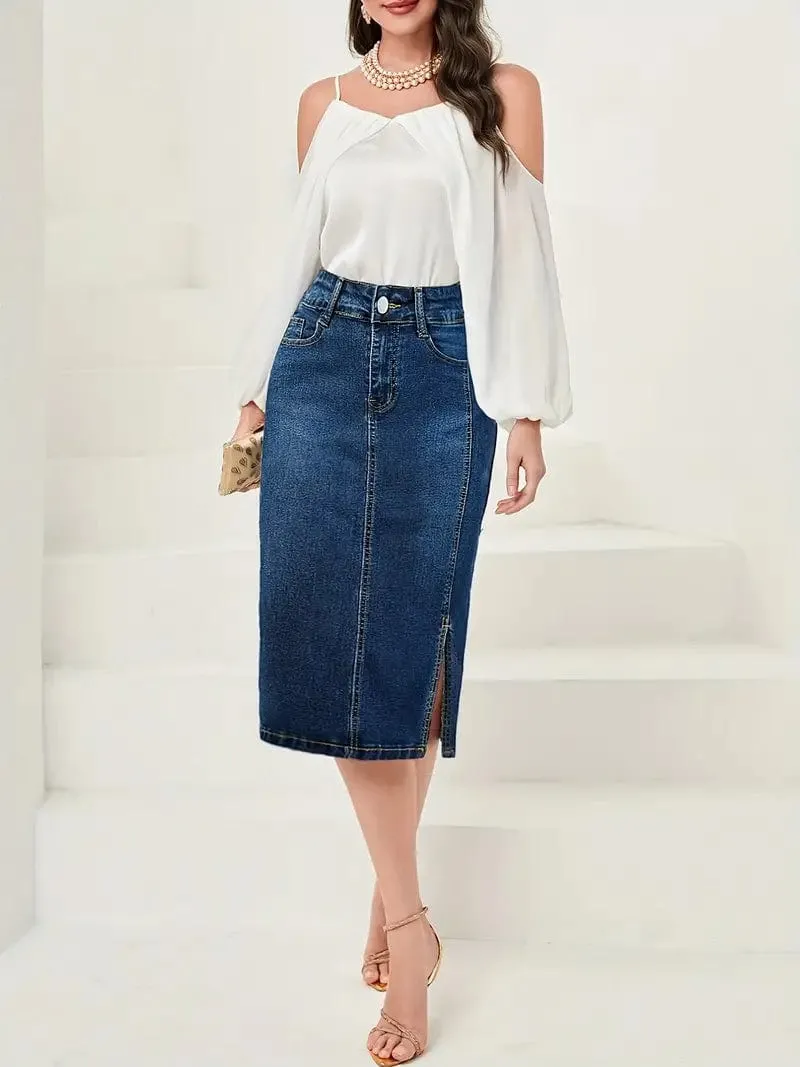 Affordable Denim Skirt with Pockets