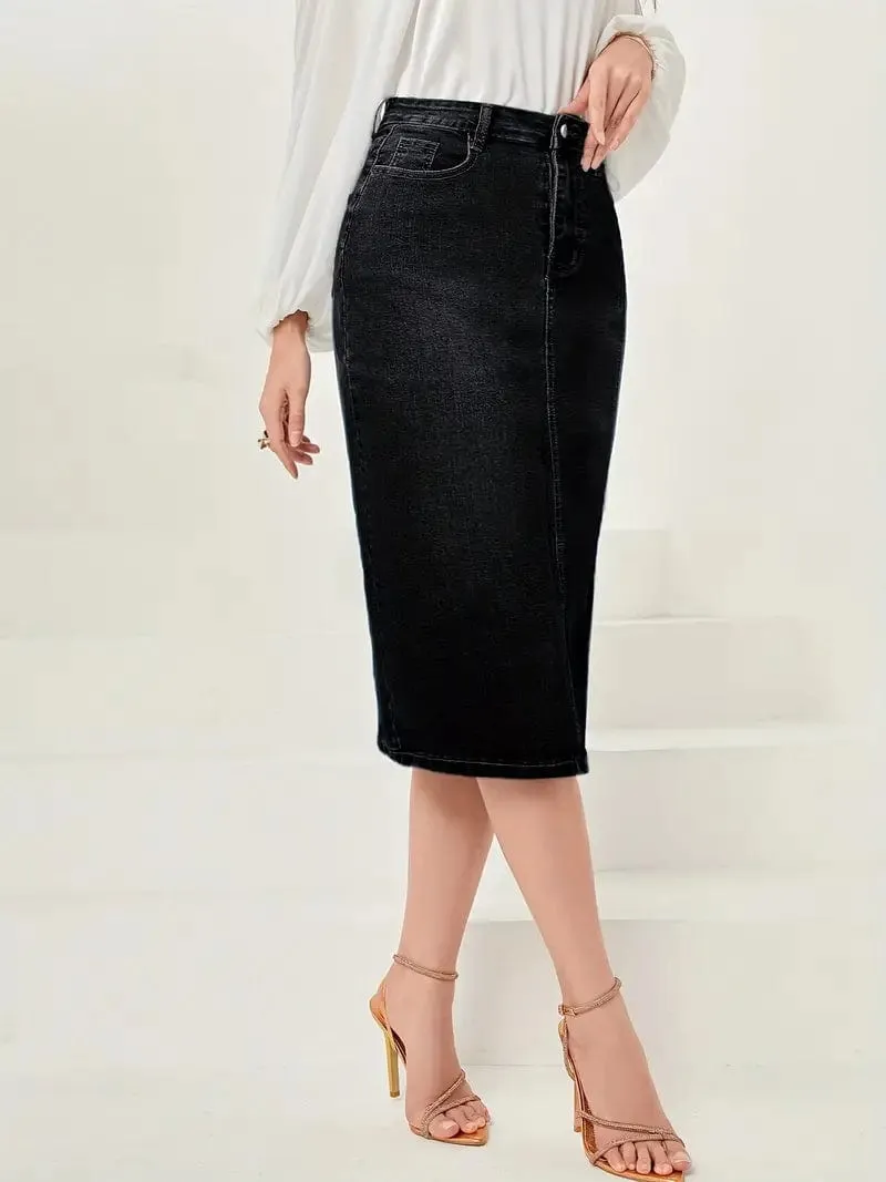 Affordable Denim Skirt with Pockets