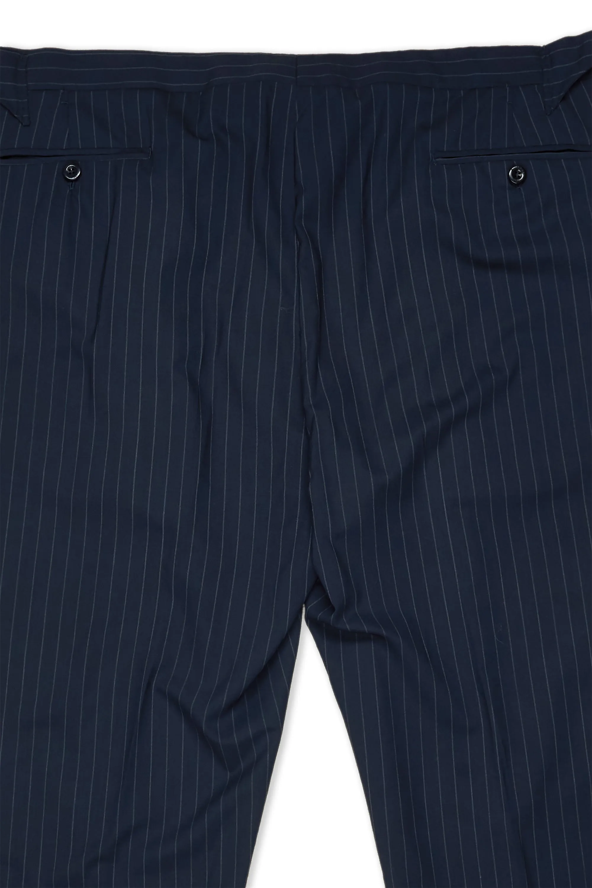 Ambrosi Napoli Navy Chalkstripe Wool Double Pleat Trousers Bespoke