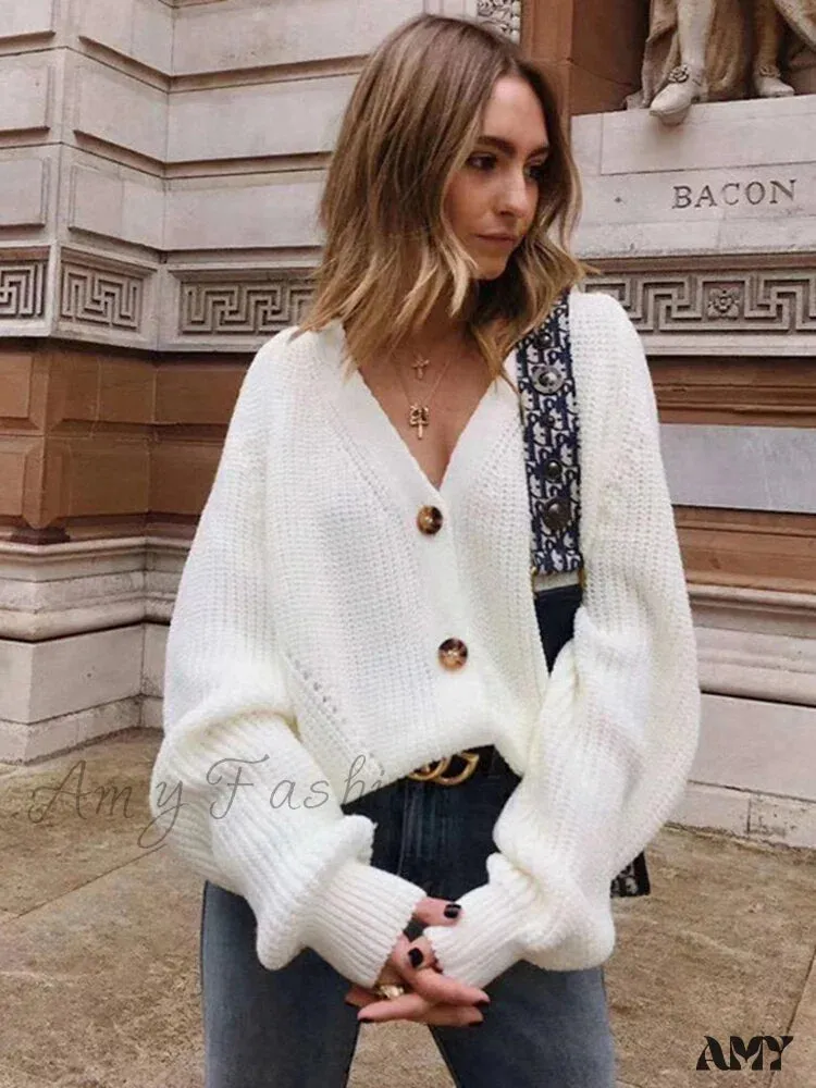 Amy Fashion - Knitted Fashion Autumn Long Sleeve Loose Cardigans