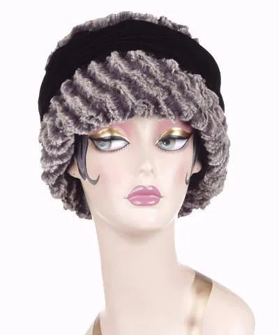 Ana Cloche Hat Style - Desert Sand Faux Fur in Charcoal