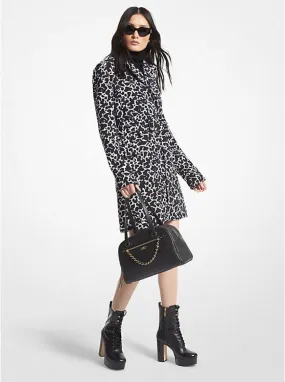 Animal Print Stretch Crepe Trench Coat