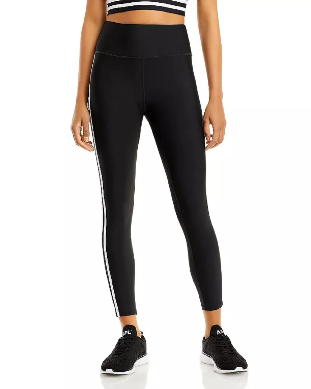 AQUA Athletic Women's Side Striped Leggings, Black, L