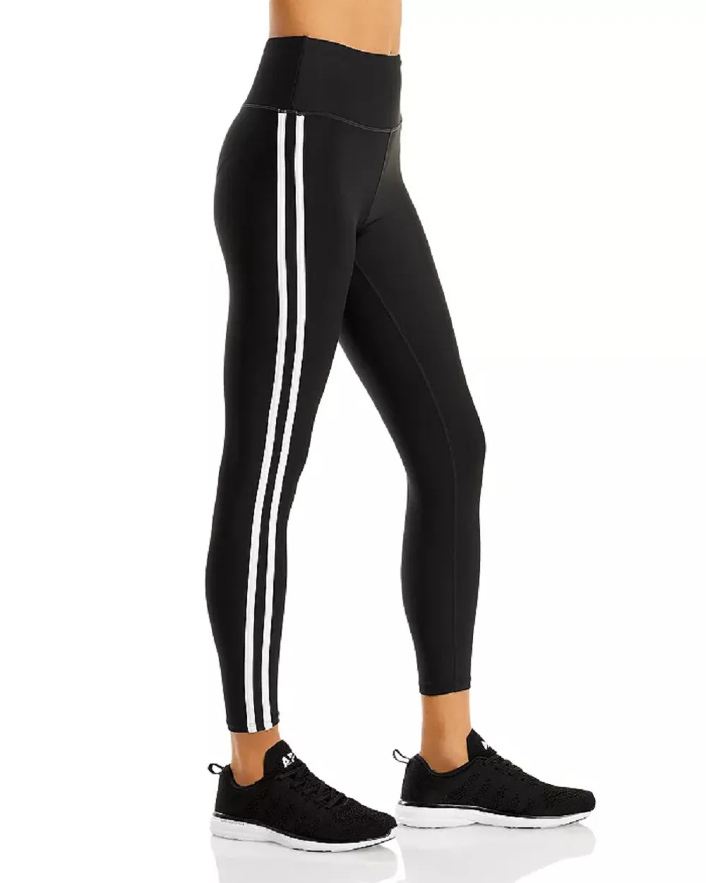 AQUA Athletic Women's Side Striped Leggings, Black, L