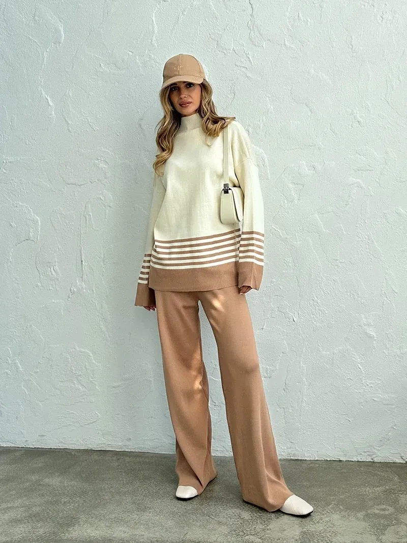 Ariana Striped Premium Winter Coord Set - Tracksuit