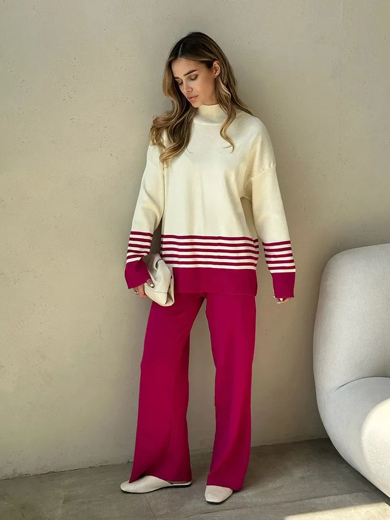 Ariana Striped Premium Winter Coord Set - Tracksuit