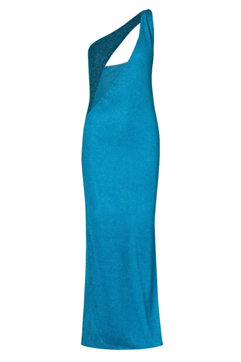 ASAKA GLOSS BLUE MAXI DRESS