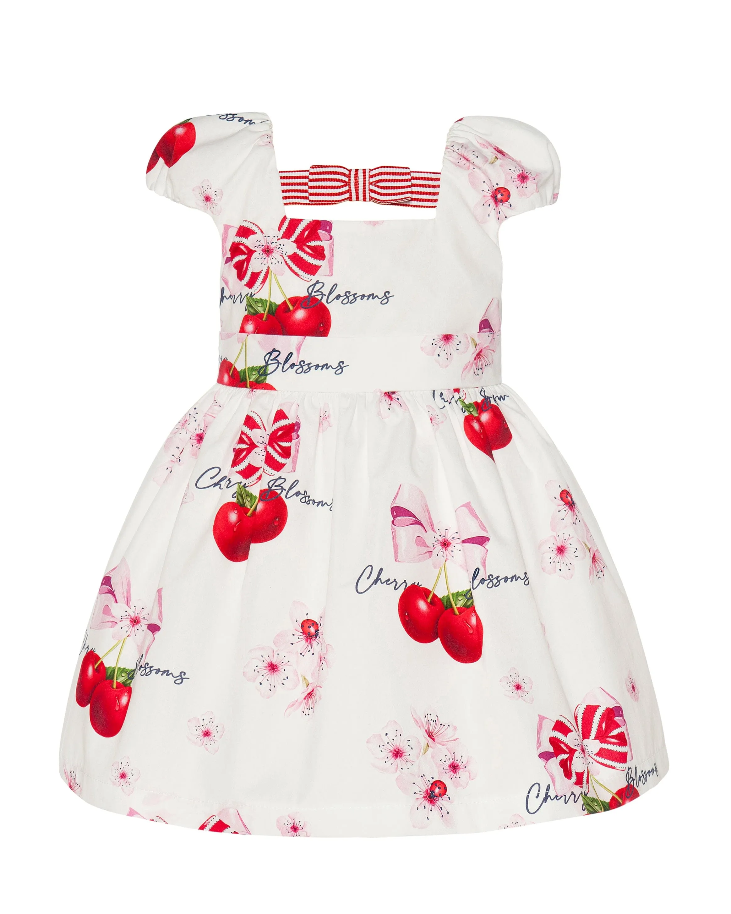 BALLOON CHIC - Cherry  Dress - White