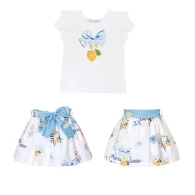 BALLOON CHIC - Lemon Skirt Set - White