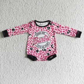 barbie Pink Leopard long sleeve romper LR0023