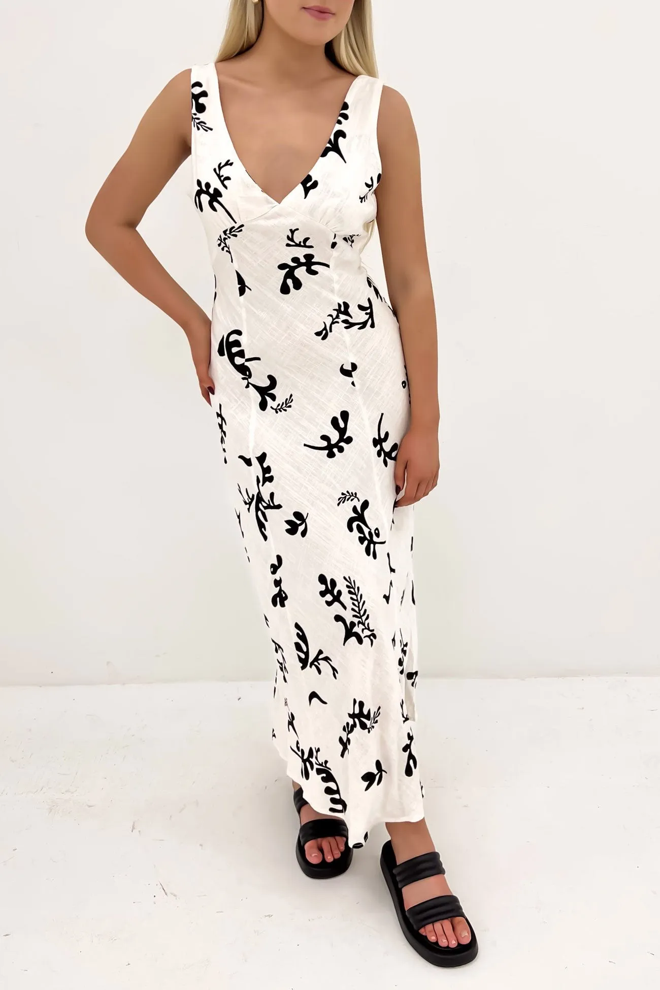 Bari Maxi Dress Cream Black