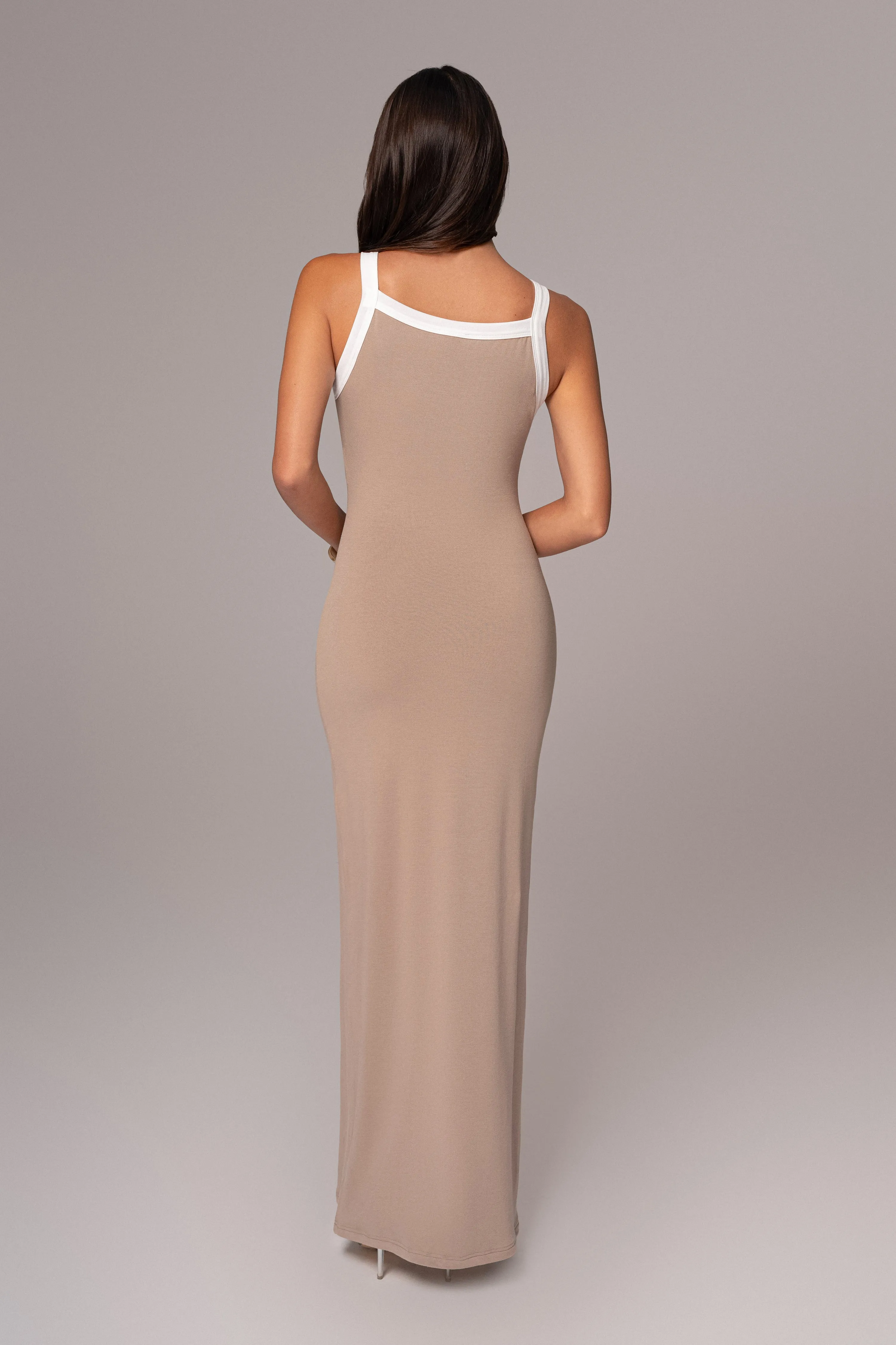 Beige Francesca Contrast Maxi Dress