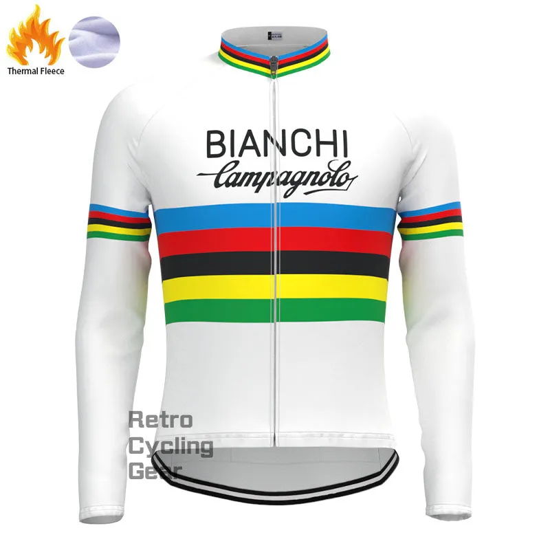 Bianchi Stripe Fleece Retro Long Sleeves Jerseys