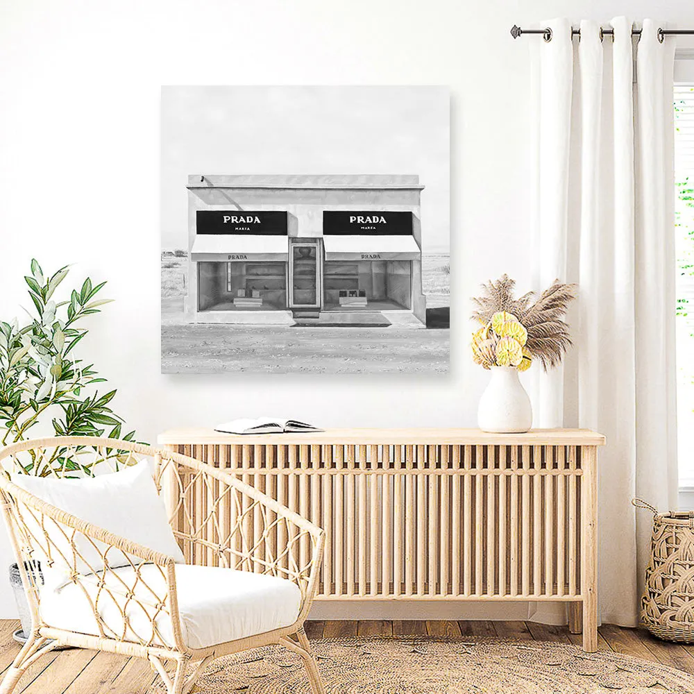 Black & White Marfa (Square) Canvas Print