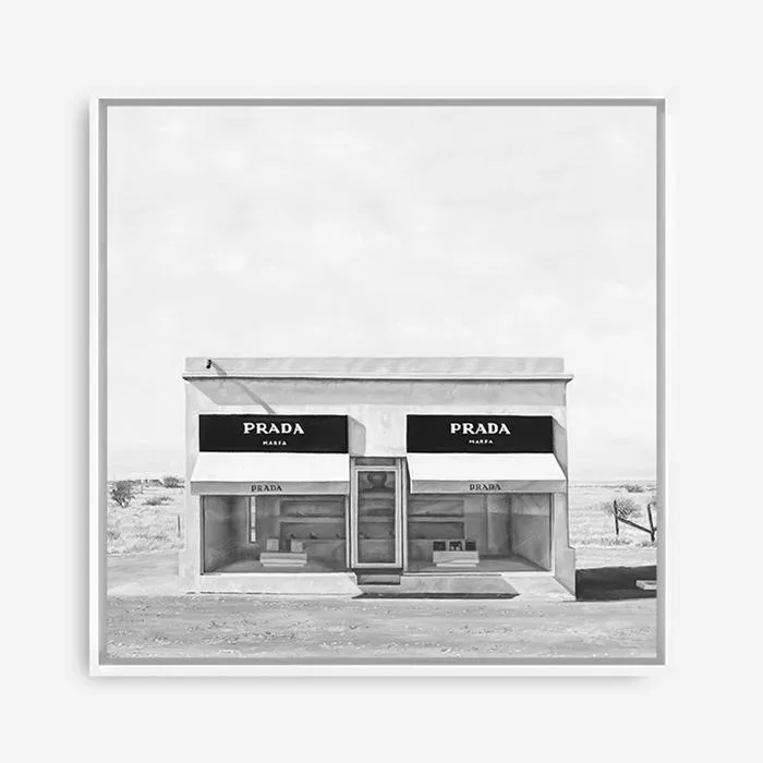 Black & White Marfa (Square) Canvas Print