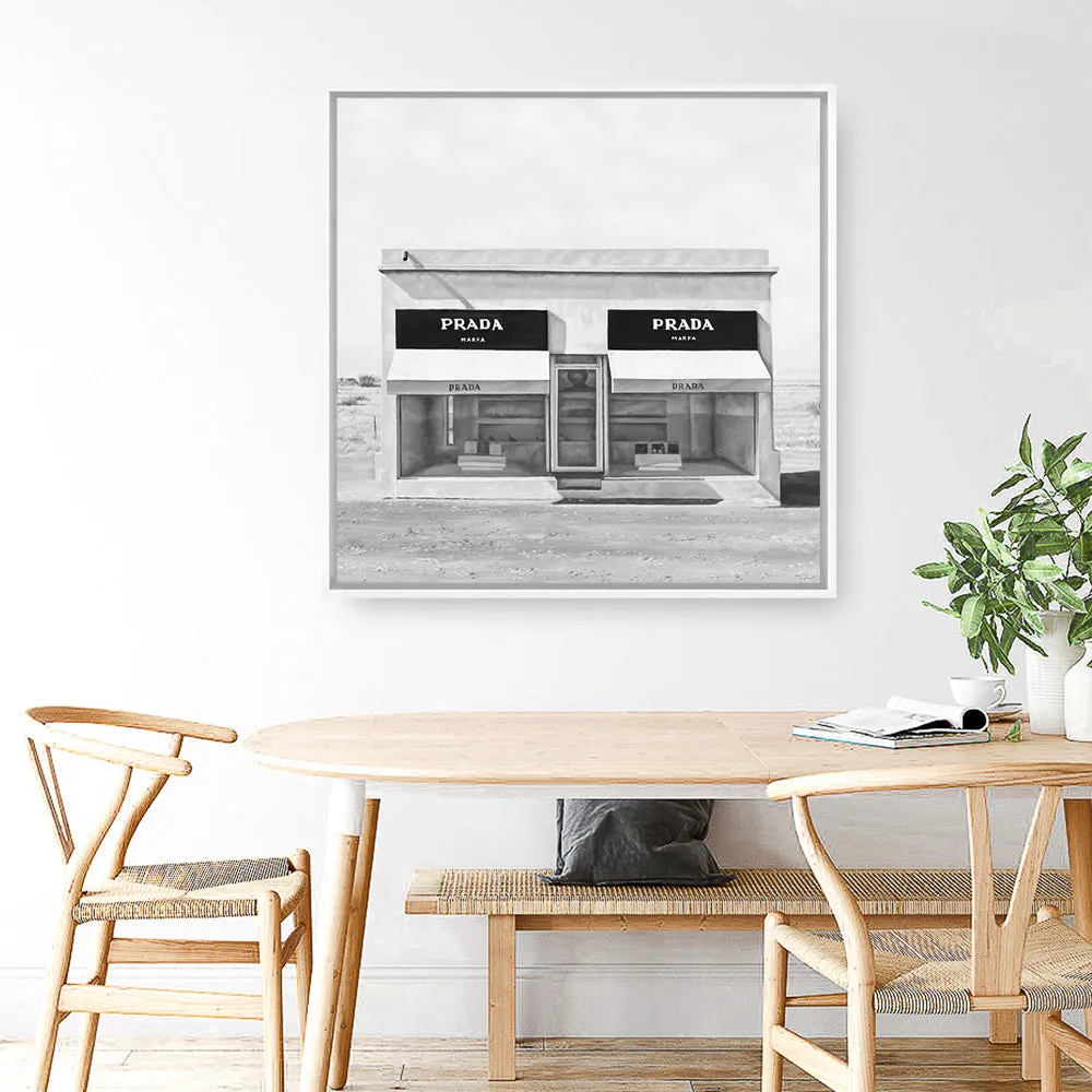 Black & White Marfa (Square) Canvas Print