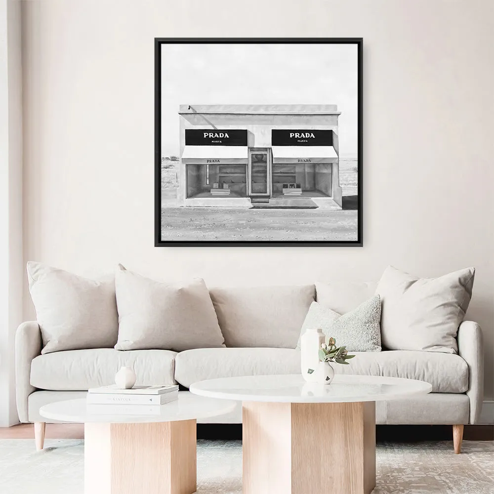 Black & White Marfa (Square) Canvas Print