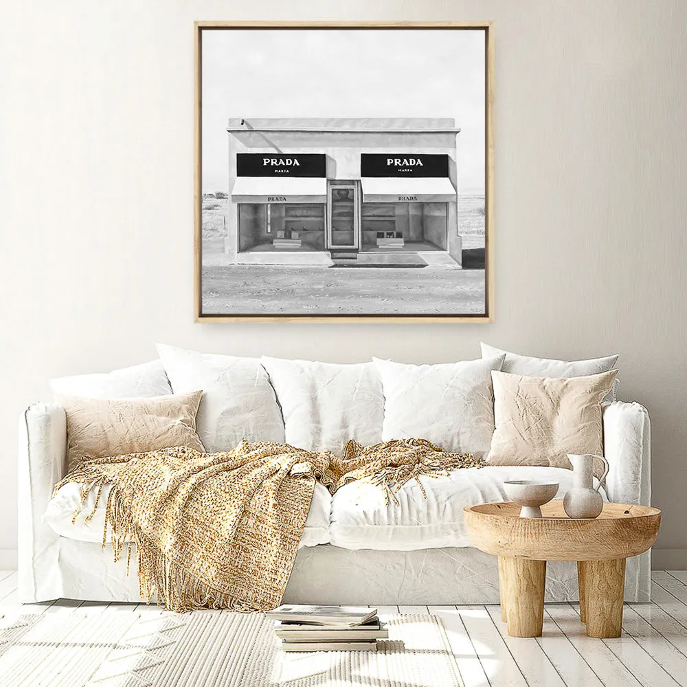 Black & White Marfa (Square) Canvas Print