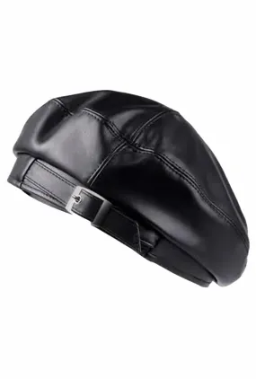 Black Pleather Beret