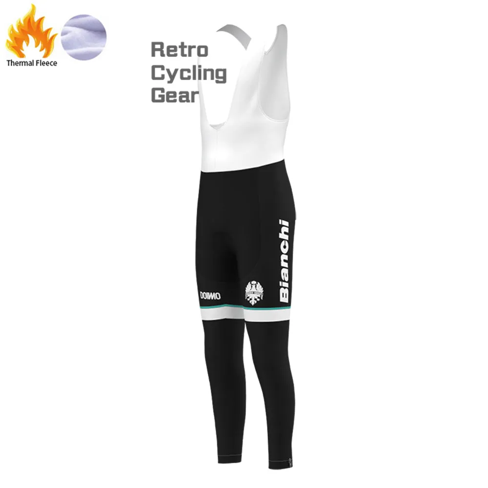 blue Bianchi Fleece Cycling Bib Pants