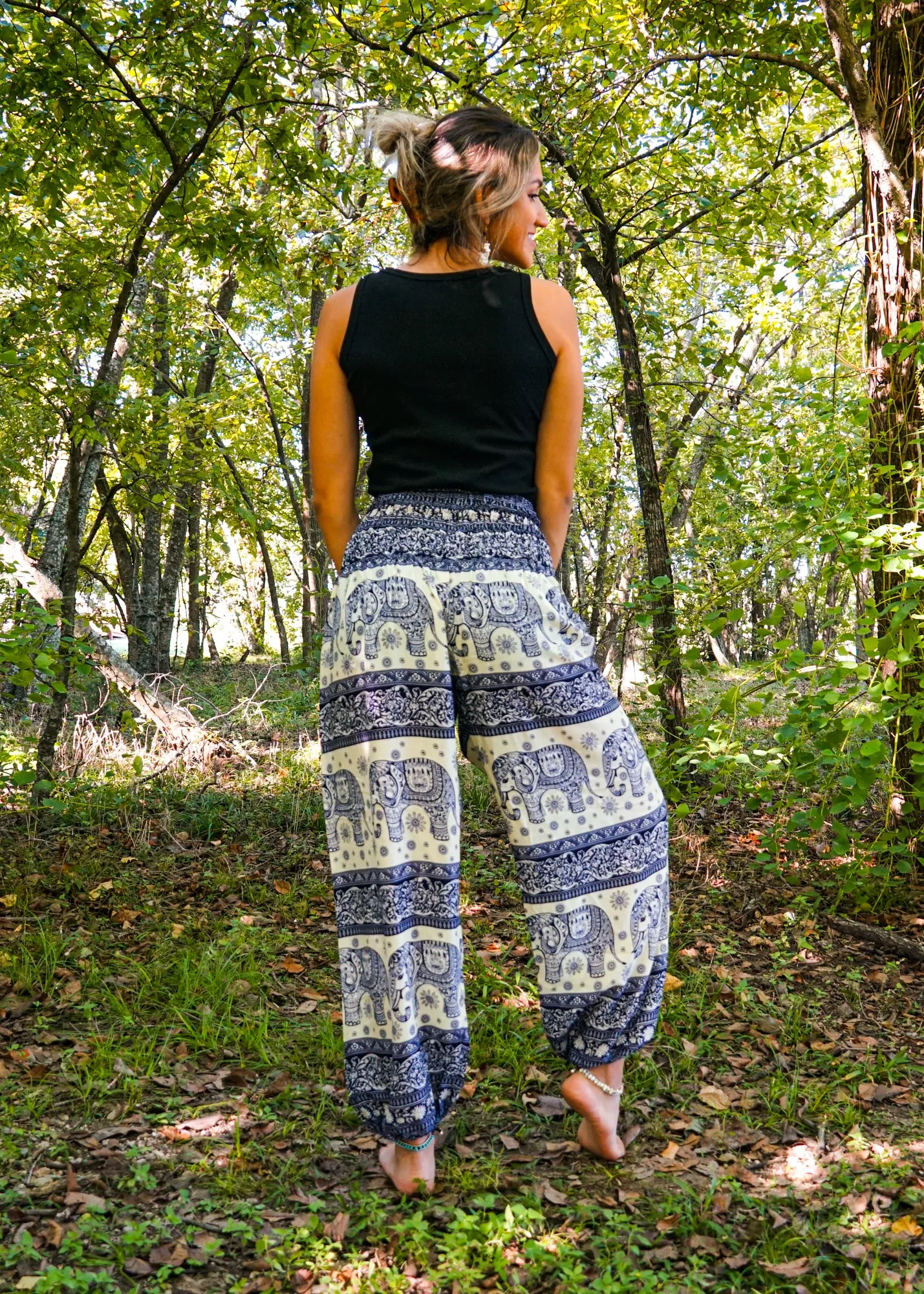 Blue Big Elephant Harem Pants