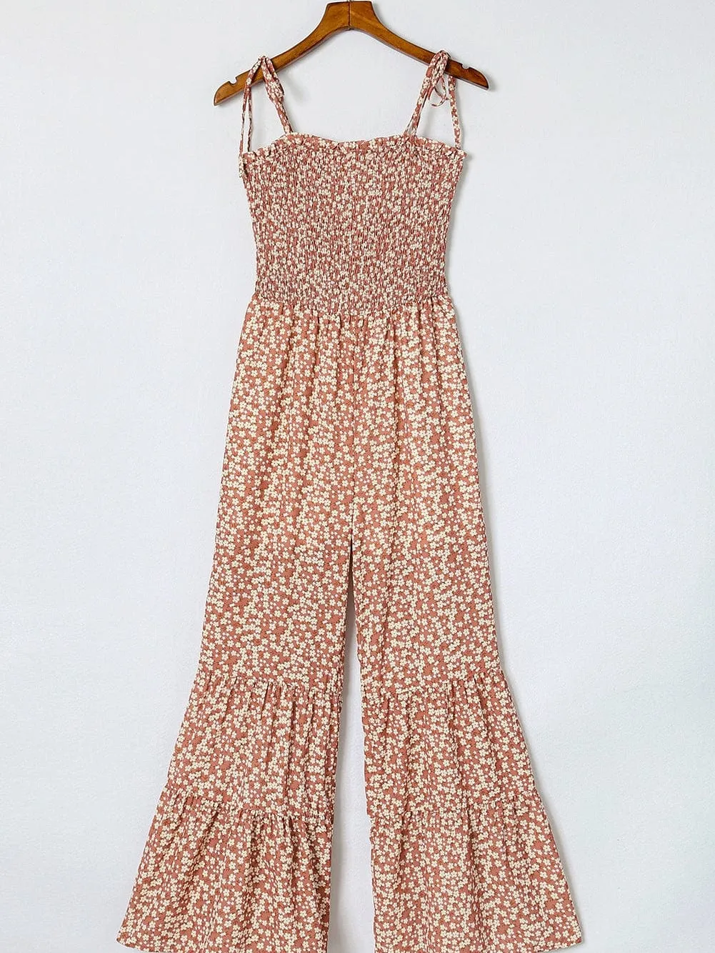 Boho Chic Floral Smocked Wide Leg Jumpsuit