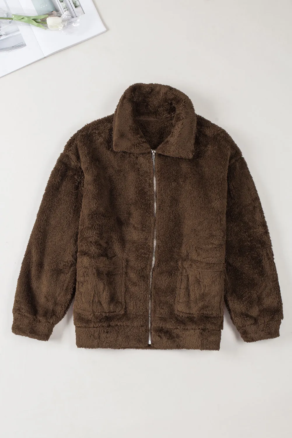 Brown Teddy Fleece Jacket