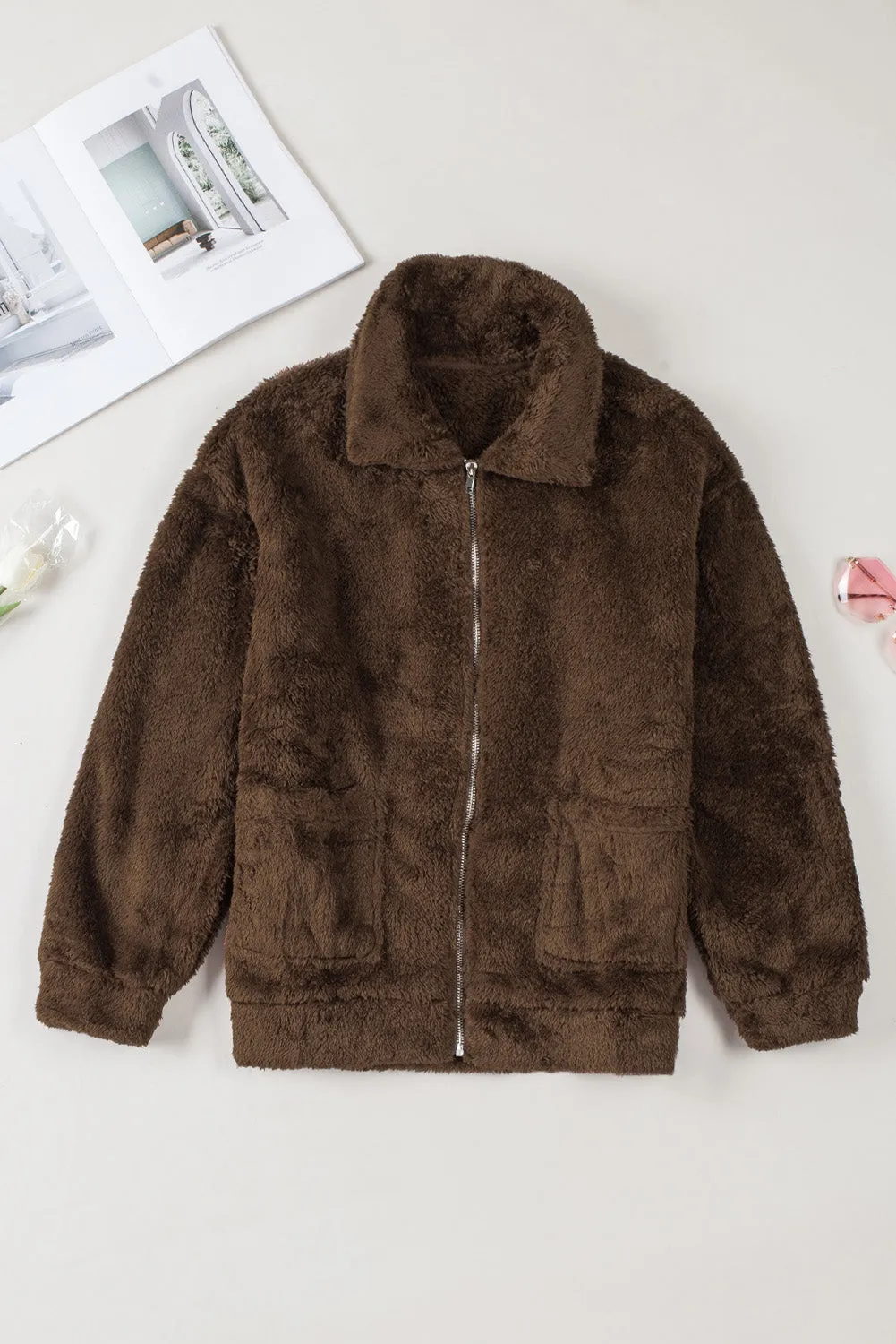 Brown Teddy Fleece Jacket