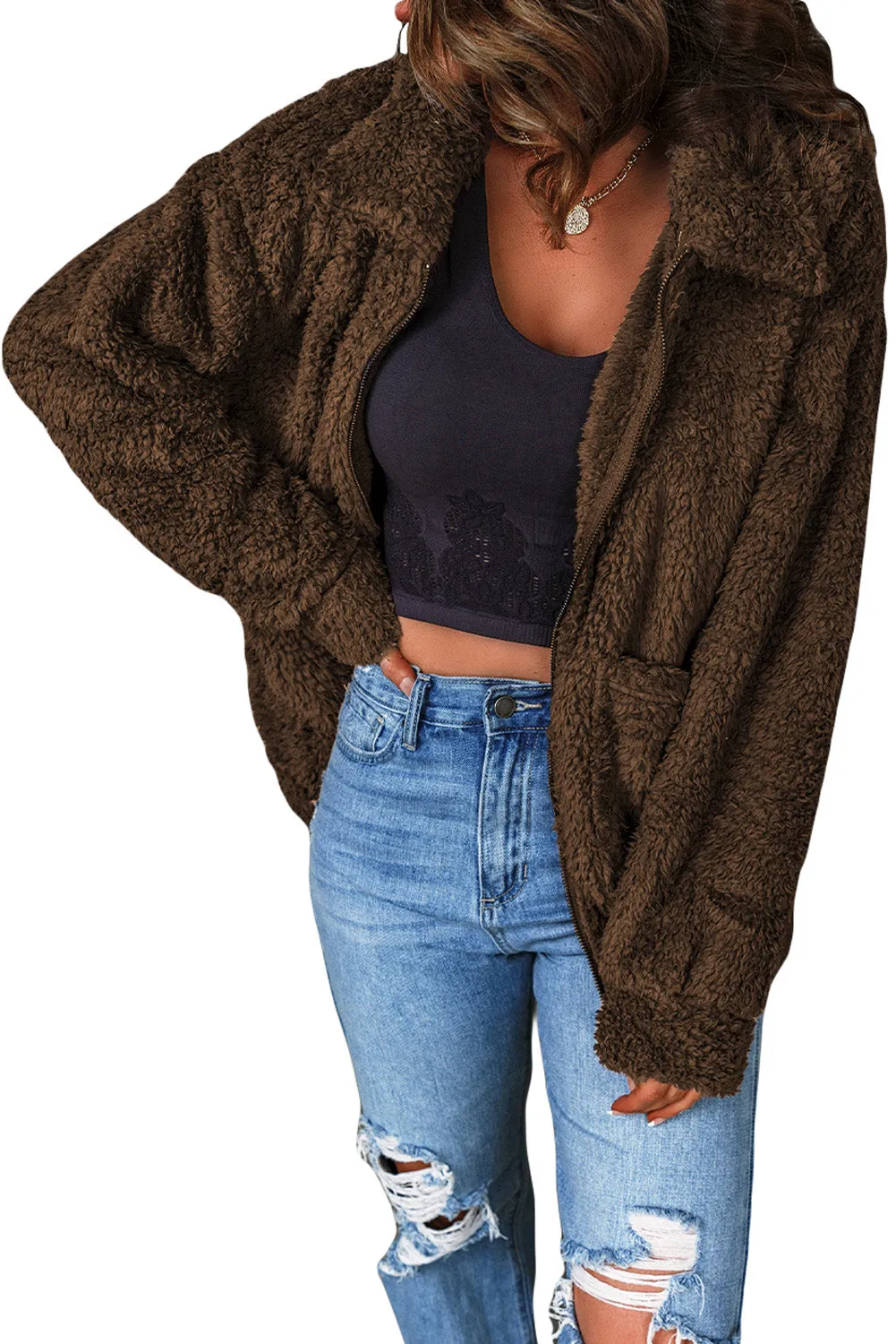 Brown Teddy Fleece Jacket