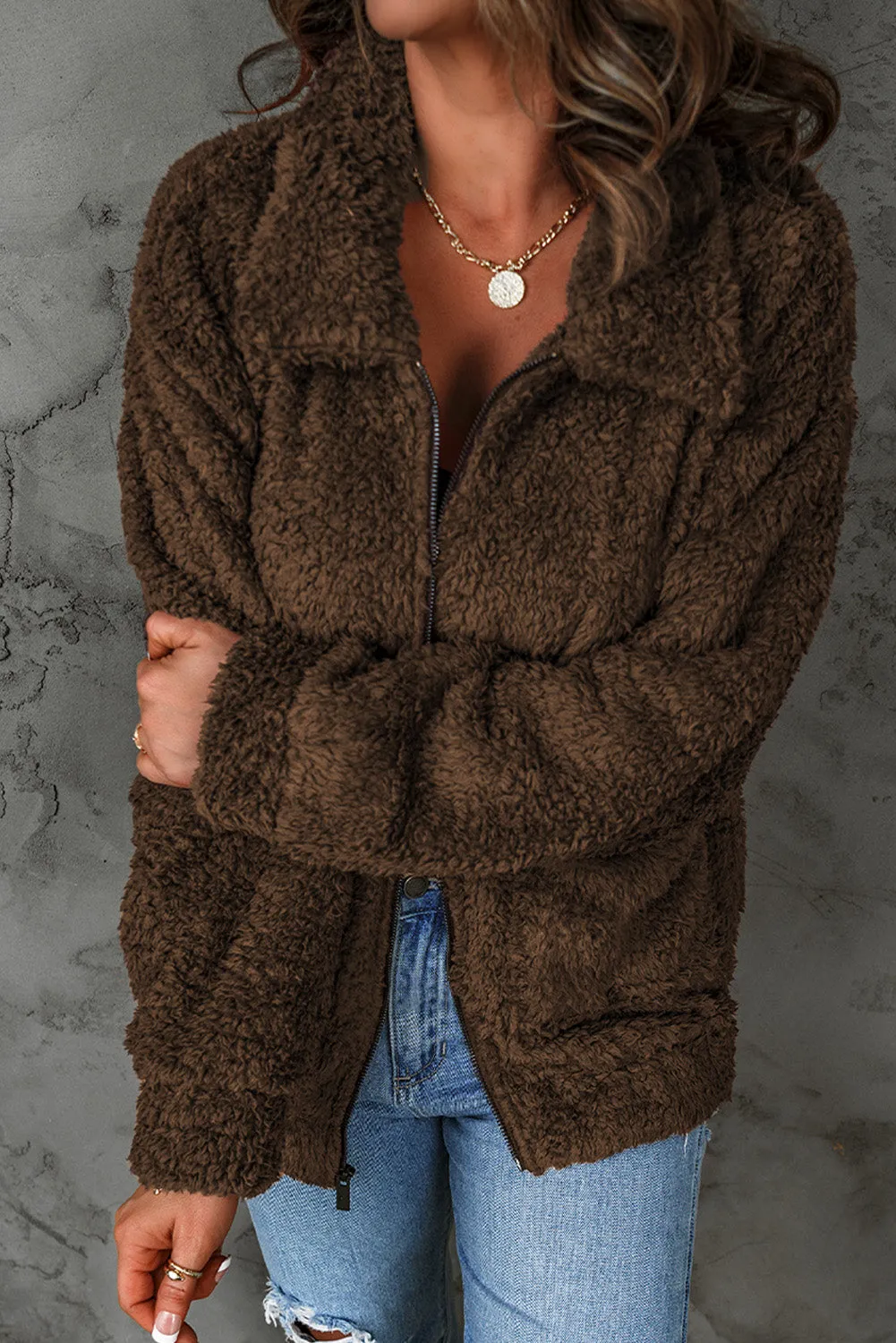 Brown Teddy Fleece Jacket