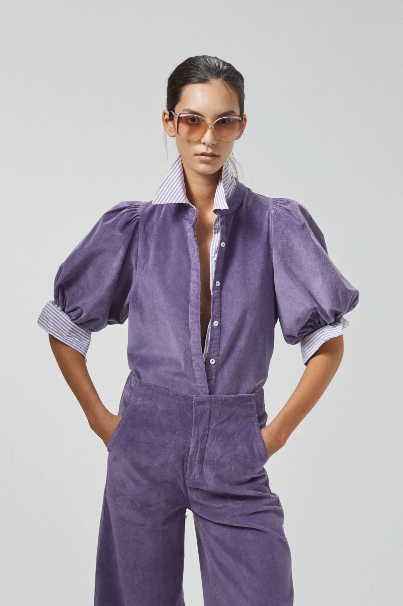 Bubble Corduroy Shirt - Lilac