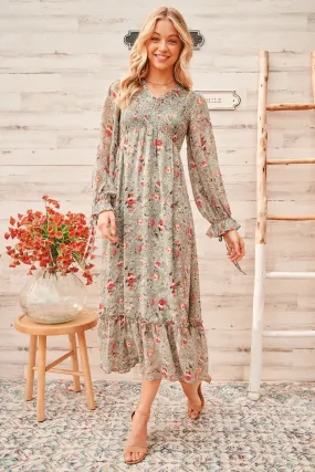 Calm mood maxi dress with smocked bodice