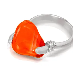 CAMILLA WEST JEWELLERY Orange Carnelian Silver Coil Ring