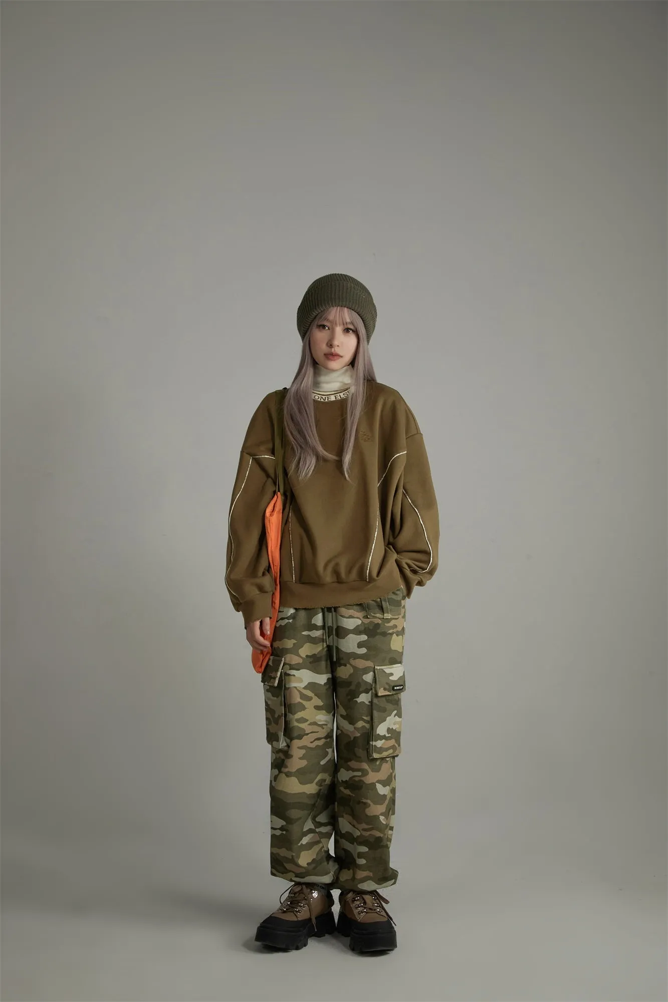 Camo Cargo Wide Cotton Pants