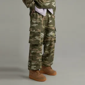 Camo Cargo Wide Cotton Pants