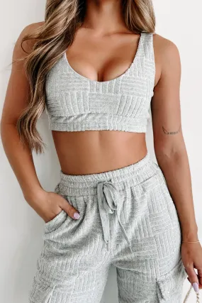 Can't Be Like Me Textured Crop Top (Heather Grey)