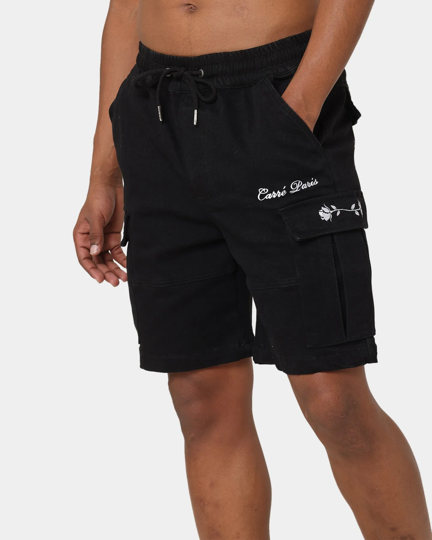 Carré Paris Denim Cargo Shorts Black