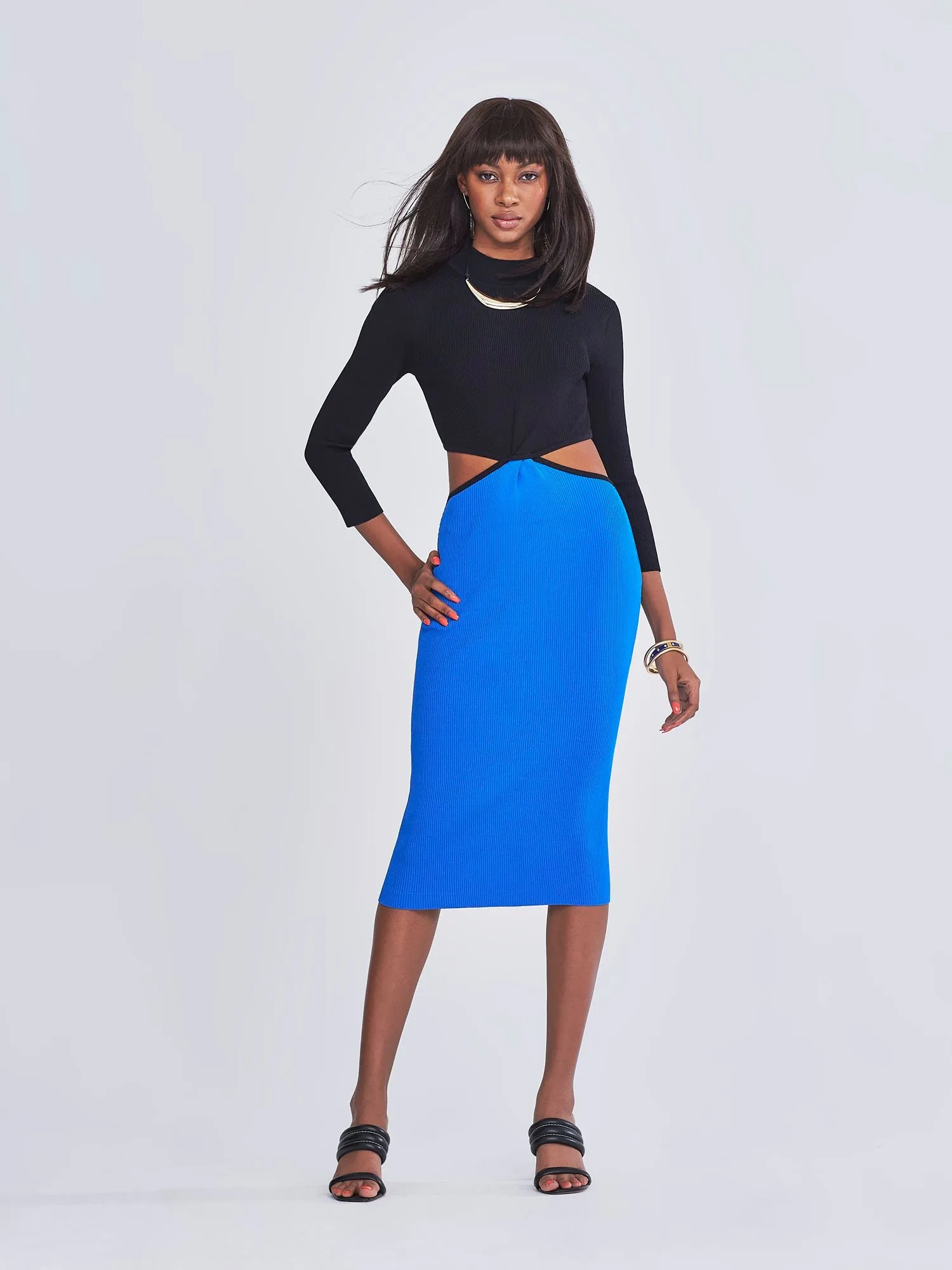 Cayla Two-Tone Cut-Out Sweater Dress