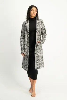 Cece Faux Leather Trench Coat - Snake Print