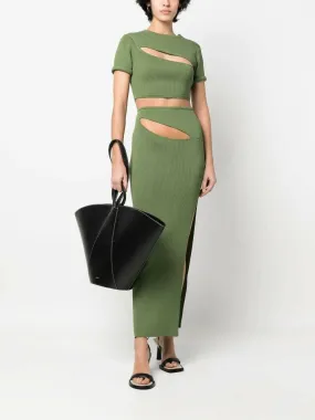 Christopher Esber Slashed Crop Tee and Skirt Set | Vert Green